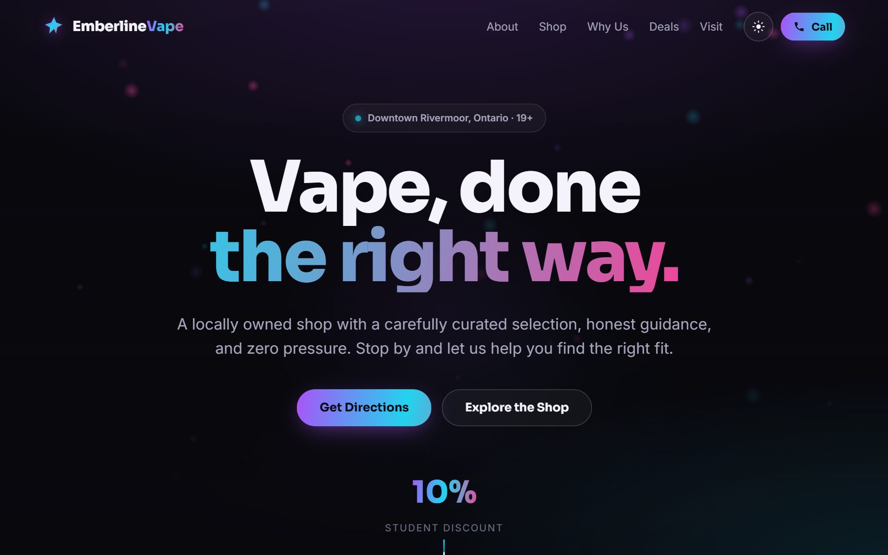 Concept build for a vape shop, shown anonymised